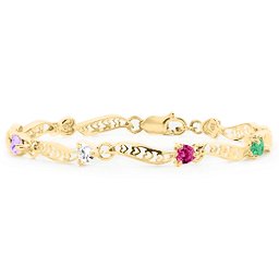 Embedded Hearts 1-8 Stones Bracelet