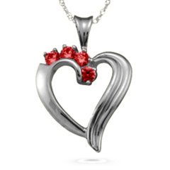 Elegant 2-6 Stones Heart Pendant