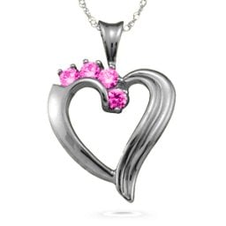 Elegant 2-6 Stones Heart Pendant