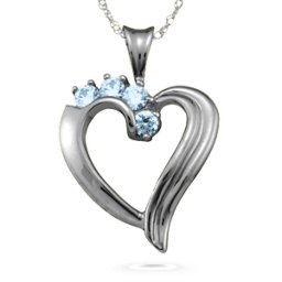 Elegant 2-6 Stones Heart Pendant