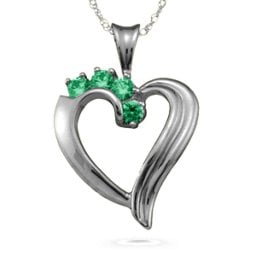 Elegant 2-6 Stones Heart Pendant