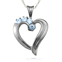 Elegant 2-6 Stones Heart Pendant