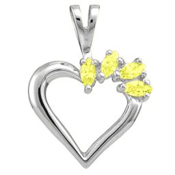 Heart Pendant with 2-7 Marquise