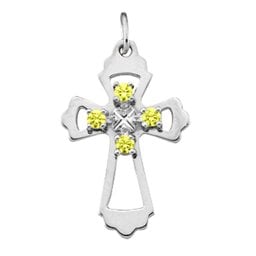 "Seraphim" Angel Birthstone Cross Pendant