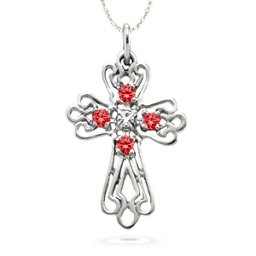 Contoured Cross Pendant with 2-6 Stones