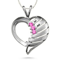 "Filas" Heart Pendant with 1-6 Stones in 925 Sterling Silver with Pink Tourmaline