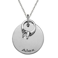 "Petit" Ring on Engraved Charm Pendant