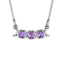 2-5 Stone Hugs and Kisses XOXO Pendant in 925 Sterling Silver with Amethyst, Blue Sapphire, and Citrine