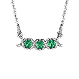 2-5 Stone Hugs and Kisses XOXO Pendant in 925 Sterling Silver with Emerald, Blue Sapphire, and Citrine