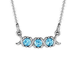 2-5 Stone Hugs and Kisses XOXO Pendant in 925 Sterling Silver with Blue Topaz, Blue Sapphire, and Citrine