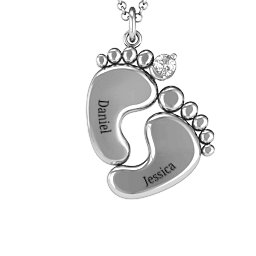 Toe-tally In Love Engravable Birthstone Footprint Pendant