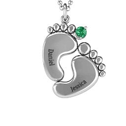 Toe-tally In Love Engravable Birthstone Footprint Pendant