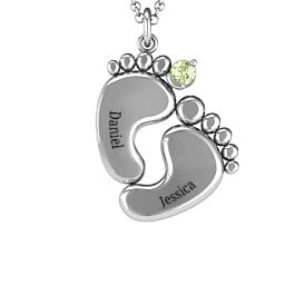 Toe-tally In Love Engravable Birthstone Footprint Pendant