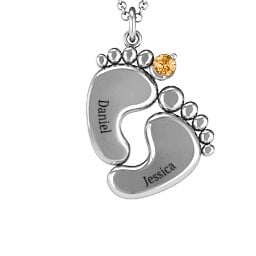 Toe-tally In Love Engravable Birthstone Footprint Pendant