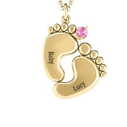 Toe-tally In Love Engravable Birthstone Footprint Pendant