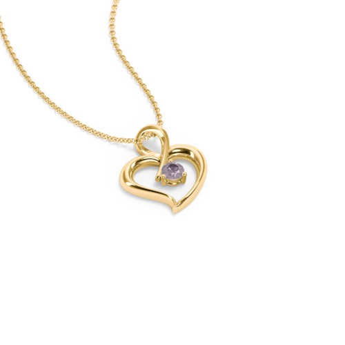 Twist Petit Heart Pendant – 18K Gold Plated Silver with Alexandrite