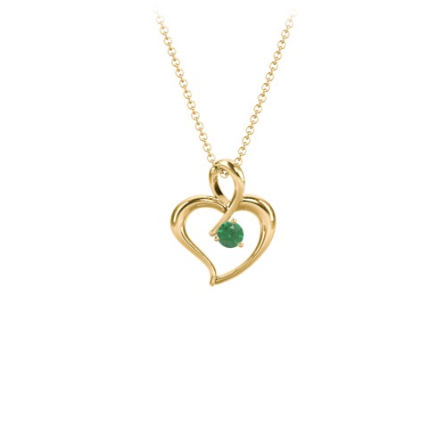 Twist Petit Heart Pendant – 18K Gold Plated Silver with Emerald