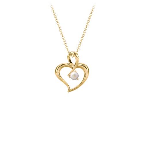 Twist Petit Heart Pendant – 18K Gold Plated Silver with Opal
