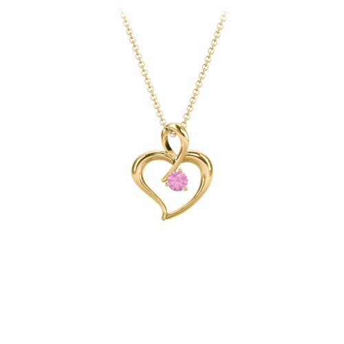 Twist Petit Heart Pendant – 18K Gold Plated Silver with Pink Sapphire