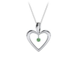 Single Stone Heart Pendant in 925 Sterling Silver with Emerald