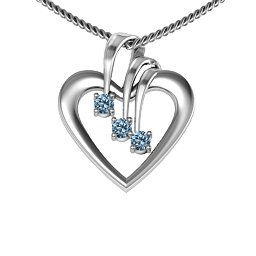 Triple Stone Heart Pendant