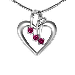 Triple Stone Heart Pendant