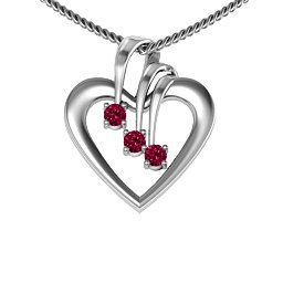 Triple Stone Heart Pendant