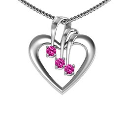 Triple Stone Heart Pendant