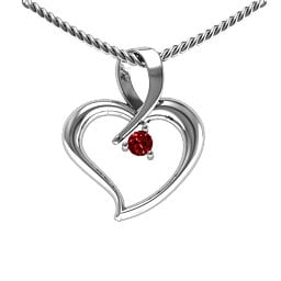 Twist Heart Pendant in 925 Sterling Silver with Garnet, Amethyst, and Pink Tourmaline