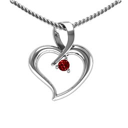 Twist Heart Pendant in 925 Sterling Silver with Garnet, Amethyst, and Pink Tourmaline