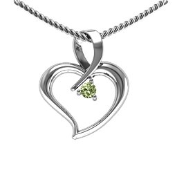 Twist Heart Pendant in 925 Sterling Silver with Peridot, Amethyst, and Pink Tourmaline
