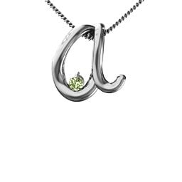 A to Z Initial Pendant with Birthstone in 925 Sterling Silver with Peridot