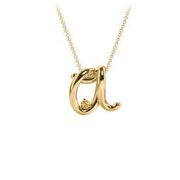 A to Z Initial Pendant with Birthstone in 18K Gold Plated Silver with Citrine