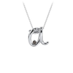 A to Z Initial Pendant with Birthstone in 925 Sterling Silver with Smokey Quartz