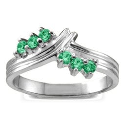 Grooved Collage 3-8 Stones Ring