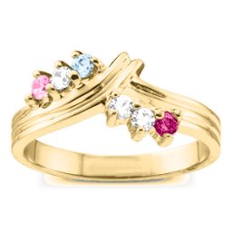 Grooved Collage 3-8 Stones Ring