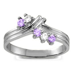 Grooved Collage 3-8 Stones Ring