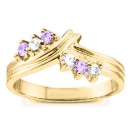 Grooved Collage 3-8 Stones Ring