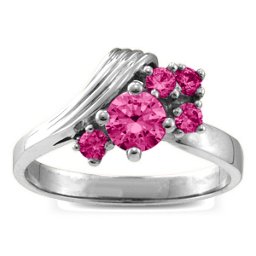 Grooved Wave 2-9 Gemstones Ring