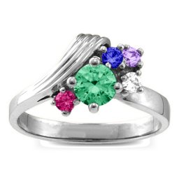 Grooved Wave 2-9 Gemstones Ring