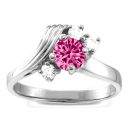 Grooved Wave 2-9 Gemstones Ring