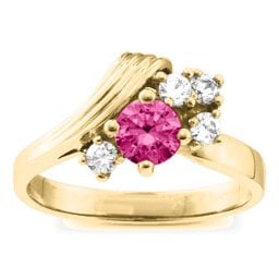 Grooved Wave 2-9 Gemstones Ring