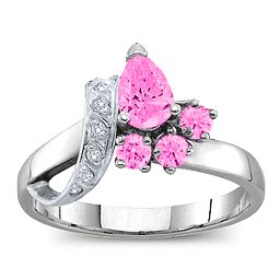 Pear Ribbon Ring with Gemstones