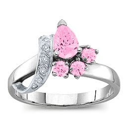 Pear Ribbon Ring with Gemstones