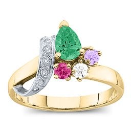 Pear Ribbon Ring with Gemstones