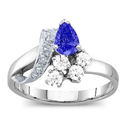 Pear Ribbon Ring with Gemstones