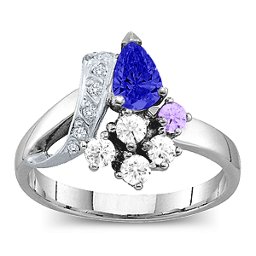 Pear Ribbon Ring with Gemstones