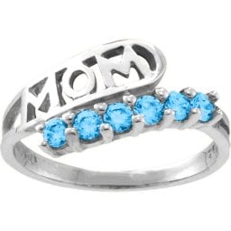 "Cherish" MOM Cut-out 2-6 Stones Ring