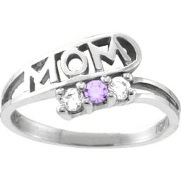 "Cherish" MOM Cut-out 2-6 Stones Ring