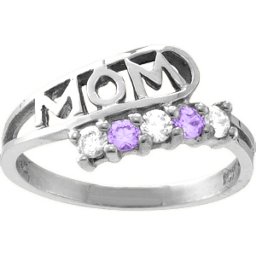 "Cherish" MOM Cut-out 2-6 Stones Ring